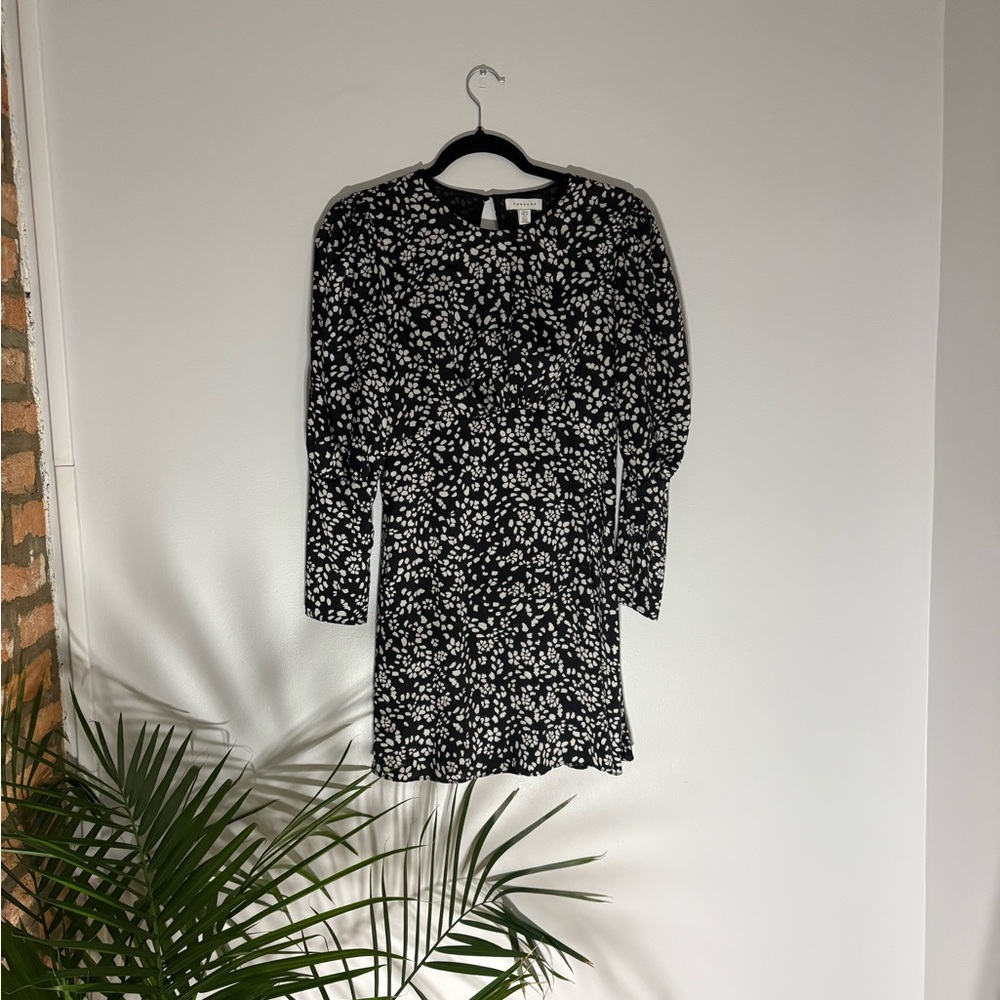 Topshop Black and White Floral Mini Dress